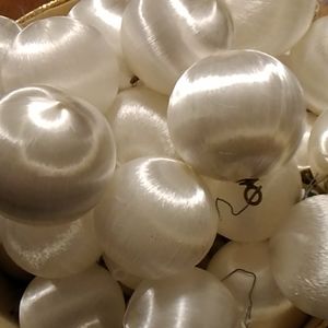 Vintage Silk Christmas Ornaments White